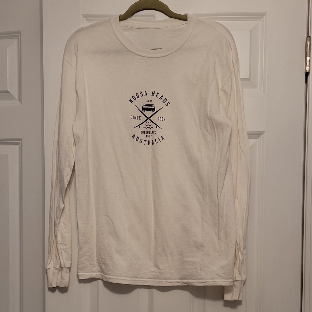 White Long Sleeve Tee with Black Graphic